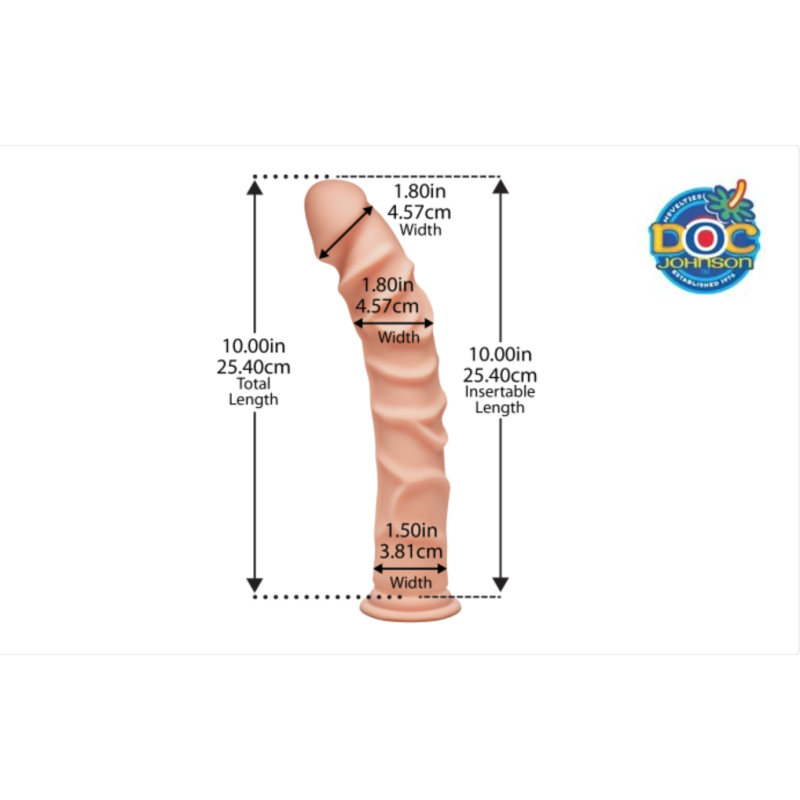 Фалоімітатор Doc Johnson The D - Ragin D - 10 Inch Without Balls - ULTRASKYN, діаметр 4.5 см