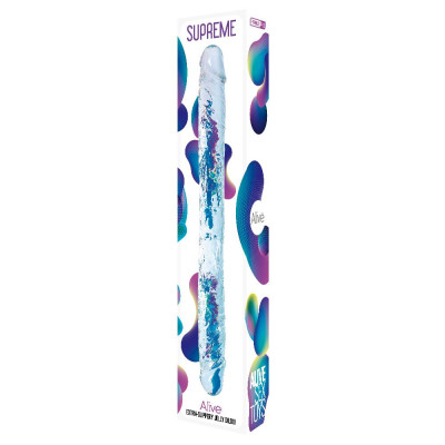 Фалоімітатор Alive Supreme Jelly Dildo, прозорий, подвійний