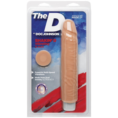 Фалоімітатор Doc Johnson The D: Shakin D 9 Inch Vibro ULTRASKYN, діаметр 3,8см, плавне регулювання