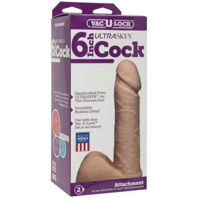 Фалоімітатор Doc Johnson Vac-U-Lock - 6 Inch ULTRASKYN Cock White, діаметр 4,3см