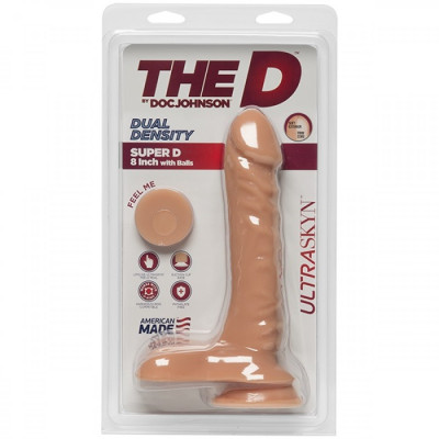 Фалоімітатор Doc Johnson The D - Super D - 8 Inch With Balls - ULTRASKYN, діаметр 5,1 см