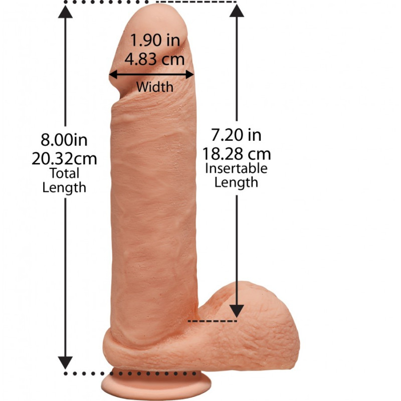 Фалоімітатор Doc Johnson The D - Perfect D - 8 Inch With Balls - ULTRASKYN, діаметр 5,1 см