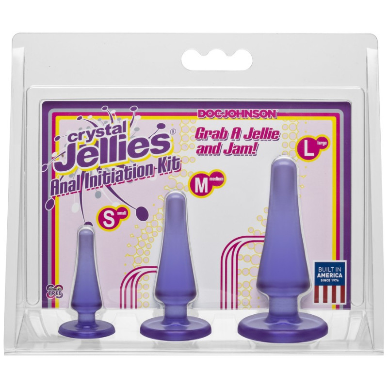 Набір анальних пробок Doc Johnson Crystal Jellies Anal - Purple, макс. діаметр 2см - 3 см - 4 см