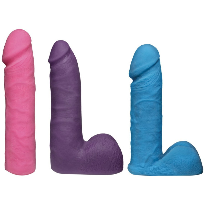 Набір для страпона Doc Johnson Vac-U-Lock Dual Density UltraSKYN Colors Set, діаметр 3х4,5см