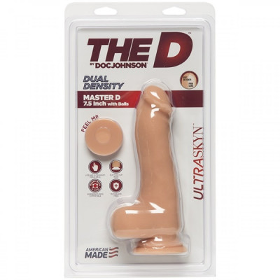 Фалоімітатор Doc Johnson The D - Master D - 7.5 Inch With Balls - ULTRASKYN, діаметр 5,1 см