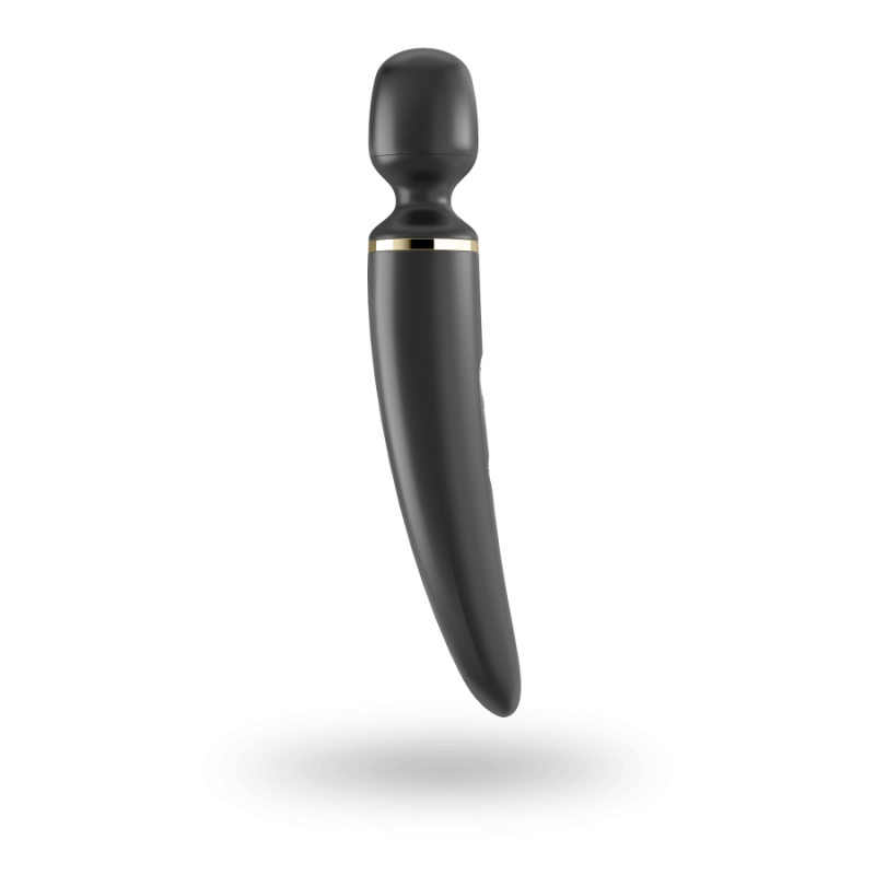 Вібромасажер Satisfyer Wand-er Woman (Black/Gold), водонепроникний, потужний, розмір XXL (м'ята упаковка)