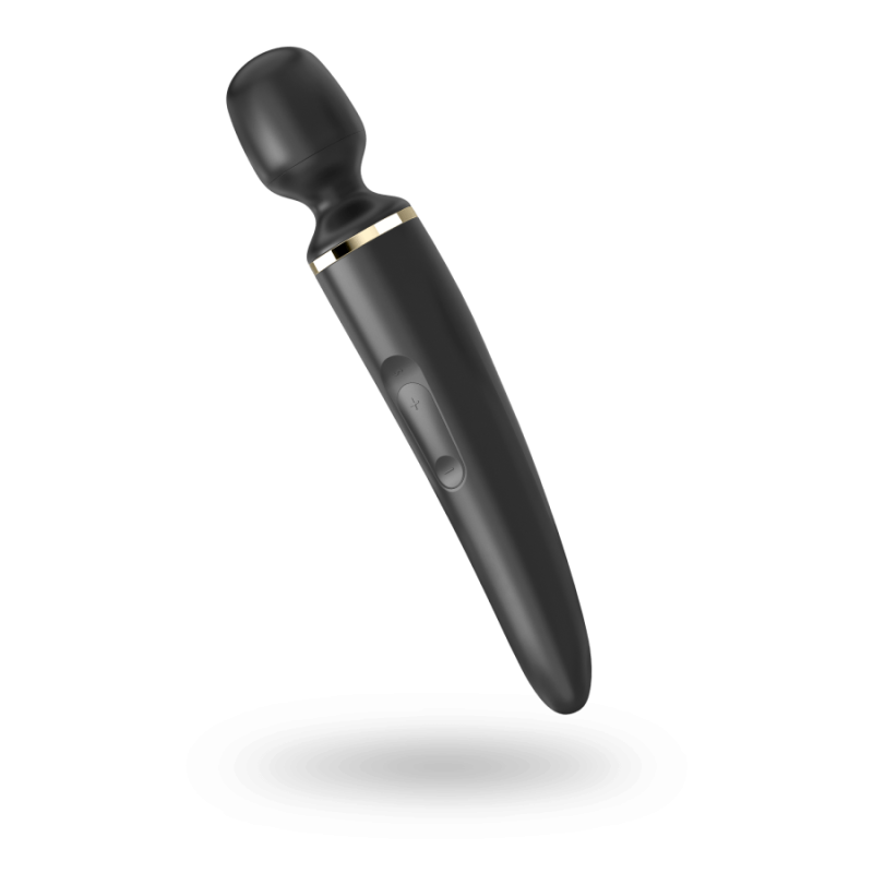 Вібромасажер Satisfyer Wand-er Woman (Black/Gold), водонепроникний, потужний, розмір XXL (м'ята упаковка)