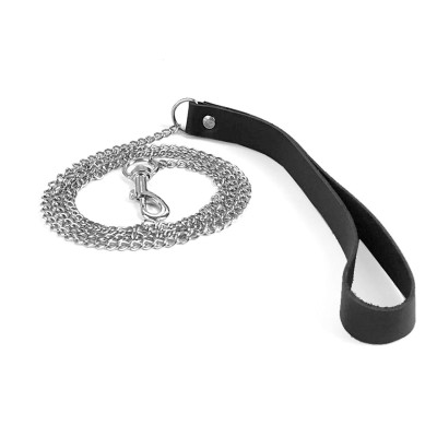 Повідець на ланцюжку з натуральної шкіри Art of Sex - Leash, Чорний