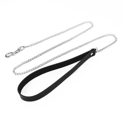 Повідець на ланцюжку з натуральної шкіри Art of Sex - Leash, Чорний