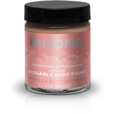 Фарба для тіла Dona Kissable Body Paint - Ваніль BUTTERCREAM з феромонами і афродизіаками, кисть