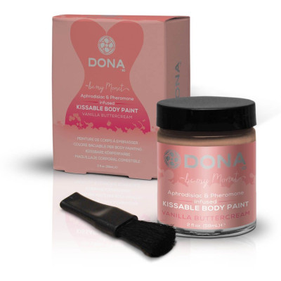 Фарба для тіла Dona Kissable Body Paint - Ваніль BUTTERCREAM з феромонами і афродизіаками, кисть