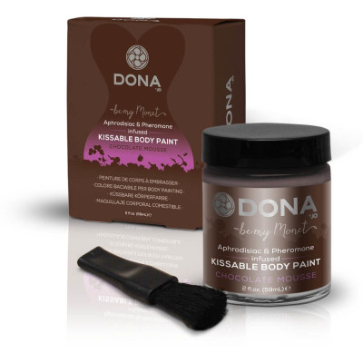Фарба для тіла Dona Kissable Body Paint - Шоколад MOUSSE з феромонами і афродизіаками, пензлик