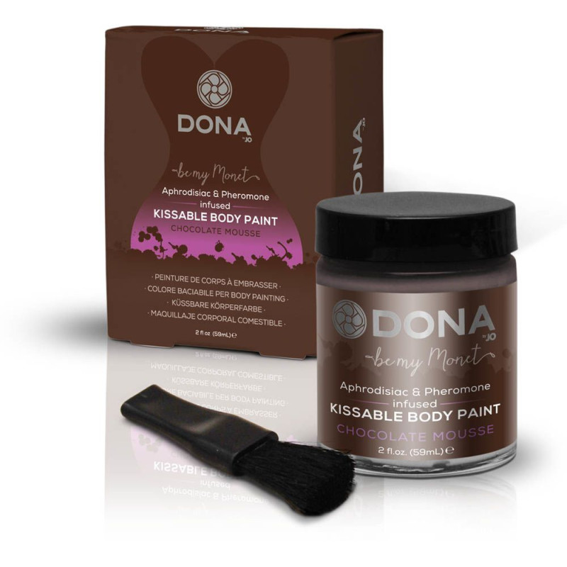 Фарба для тіла Dona Kissable Body Paint - Шоколад MOUSSE з феромонами і афродизіаками, пензлик