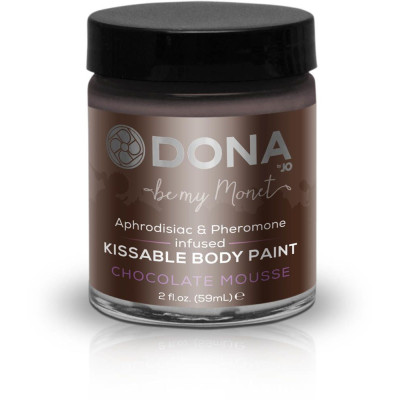 Фарба для тіла Dona Kissable Body Paint - Шоколад MOUSSE з феромонами і афродизіаками, пензлик