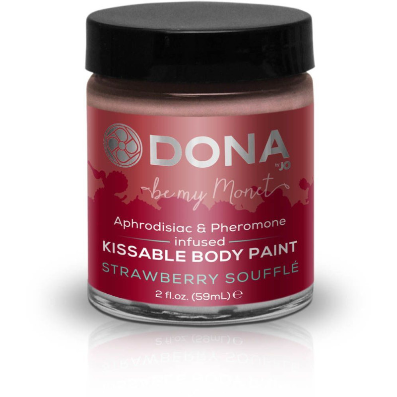 Фарба для тіла Dona Kissable Body Paint - Полуниця SOUFFLE з феромонами і афродизіаками, пензлик