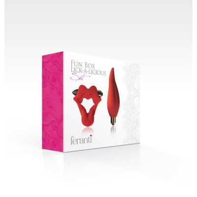 Вібронабір Rocks Off Feranti Fun Box Lick-a-Licious: ерекційне віброкільце і вібратор-язичок