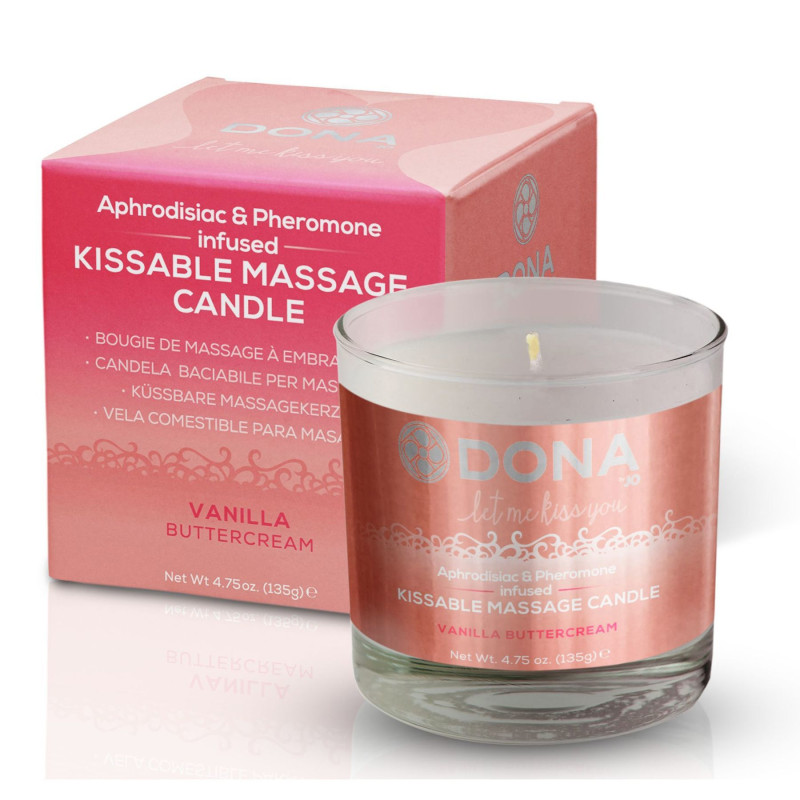 Масажна свічка DONA Kissable Massage Candle Buttercream Ваніль (125 мл) з афродизіаками феромонами