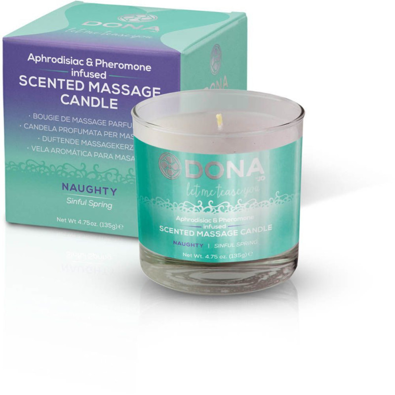 Масажна свічка DONA Scented Massage Candle Sinful Spring NAUGHTY (135гр) з афродизіаками феромонами