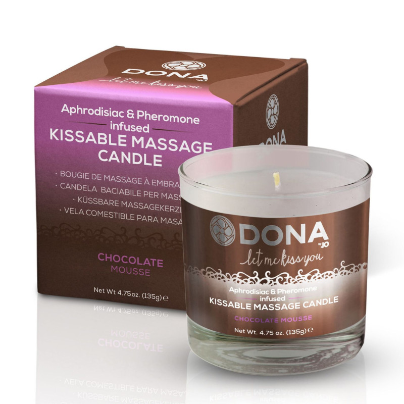 Масажна свічка DONA Kissable Massage Candle Шоколад Mousse (125 мл) з афродизіаками і феромонами
