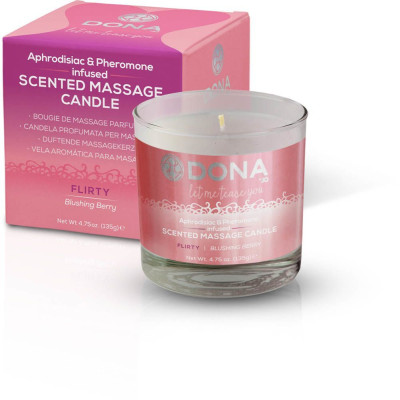 Масажна свічка DONA Scented Massage Candle Blushing Berry FLIRTY - Ягоди (135гр) з феромонами афродизіаками