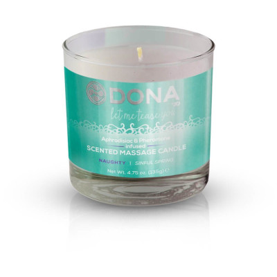 Масажна свічка DONA Scented Massage Candle Sinful Spring NAUGHTY (135гр) з афродизіаками феромонами