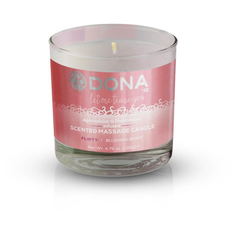 Масажна свічка DONA Scented Massage Candle Blushing Berry FLIRTY - Ягоди (135гр) з феромонами афродизіаками