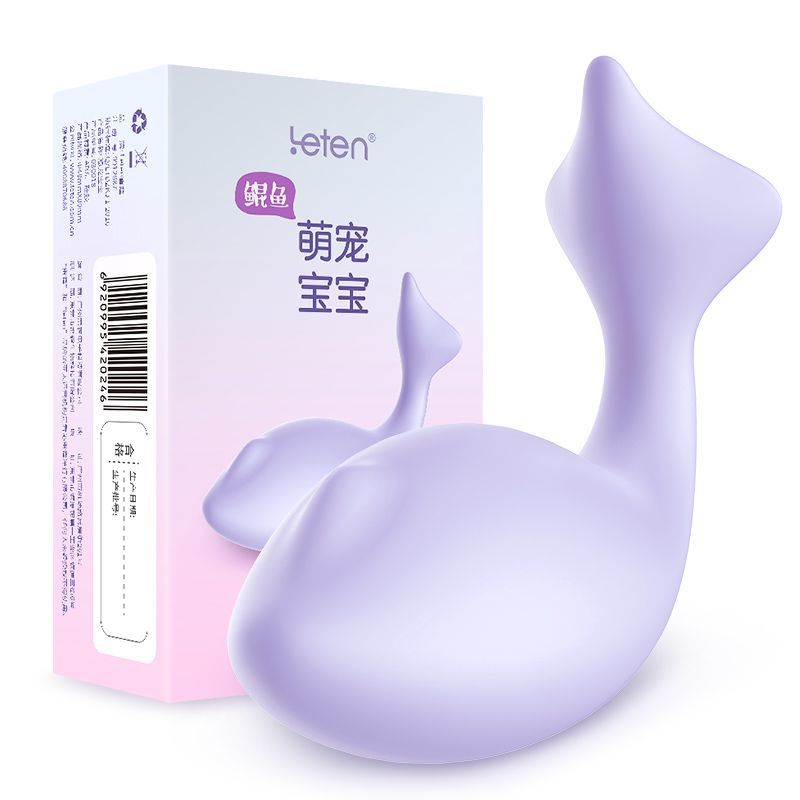 Смарт вібратор-яєйце Leten Fish Baby Purple зі стимулятором клітора, 2 мотора