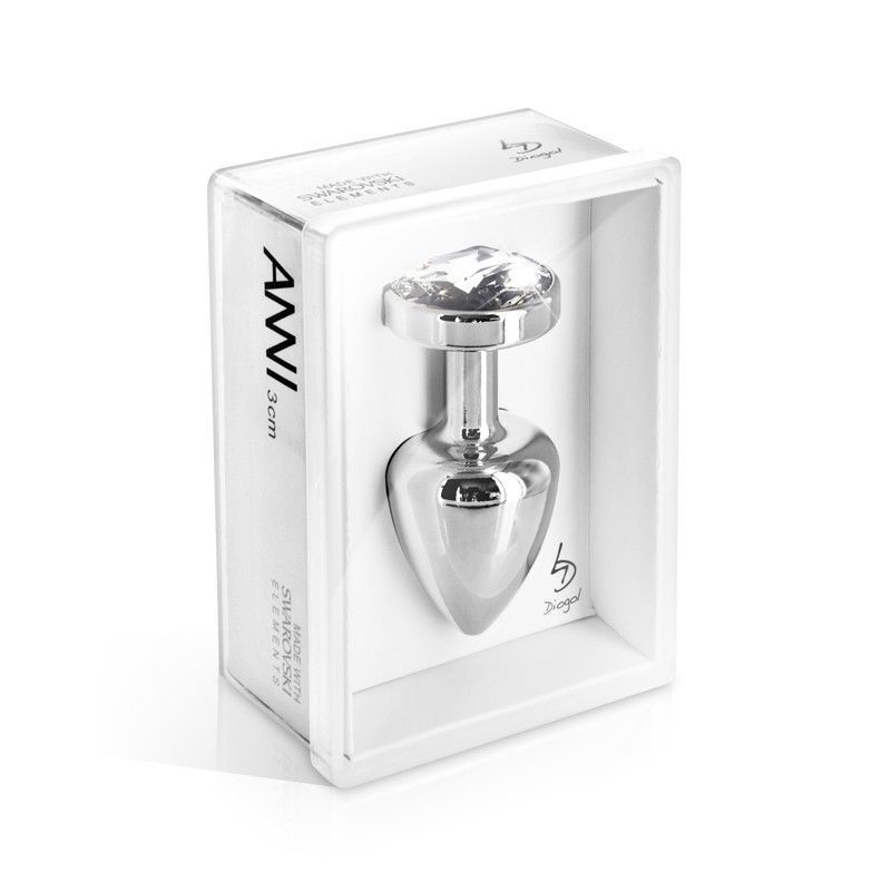 Анальна пробка Diogol ANNI round stainless steel 35мм, з кристалом Swarovsky