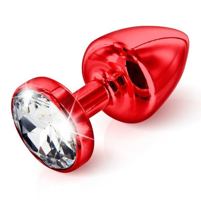 Анальна пробка Diogol ANNI round red 35мм, з кристалом Swarovsky