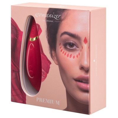 Вакуумний кліторальний стимулятор Womanizer Premium, червоний