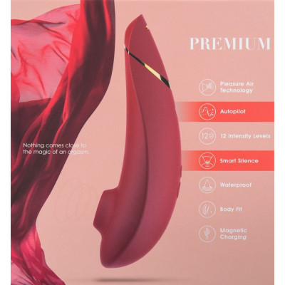 Вакуумний кліторальний стимулятор Womanizer Premium, червоний