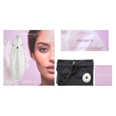 Вакуумний кліторальний стимулятор Womanizer Premium, білий