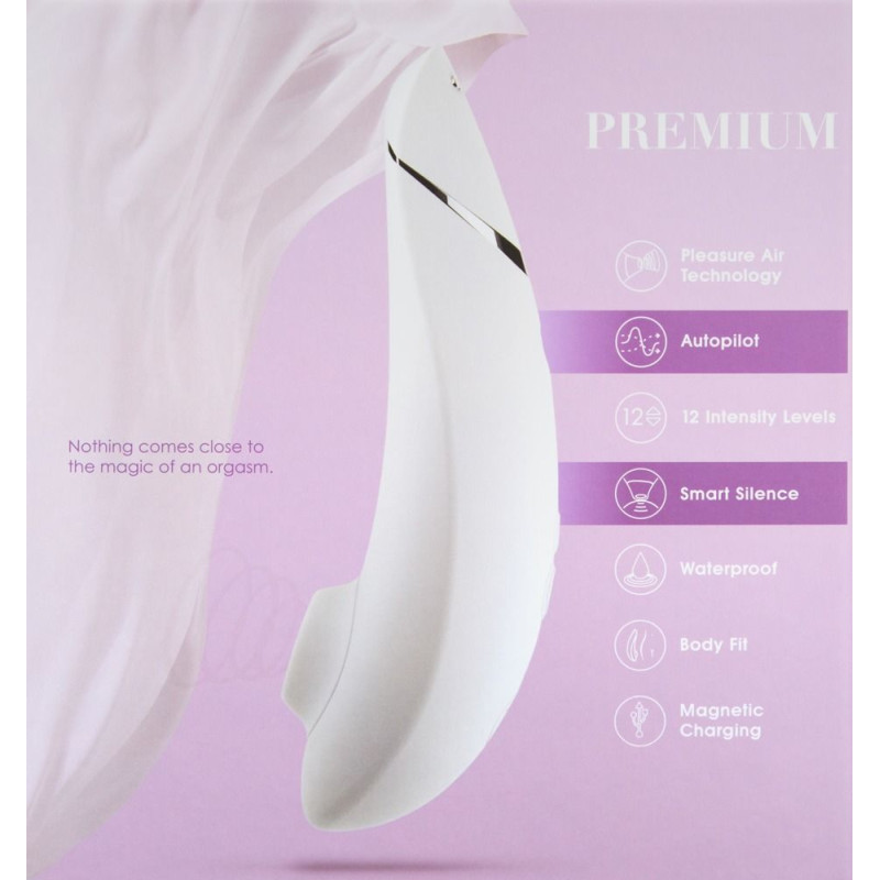 Вакуумний кліторальний стимулятор Womanizer Premium, білий