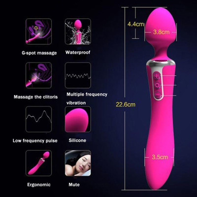 Вібромасажер 2 в 1 Leten AV 1 + 1 Pink, два мотора, класичний вібромасажер і вібратор