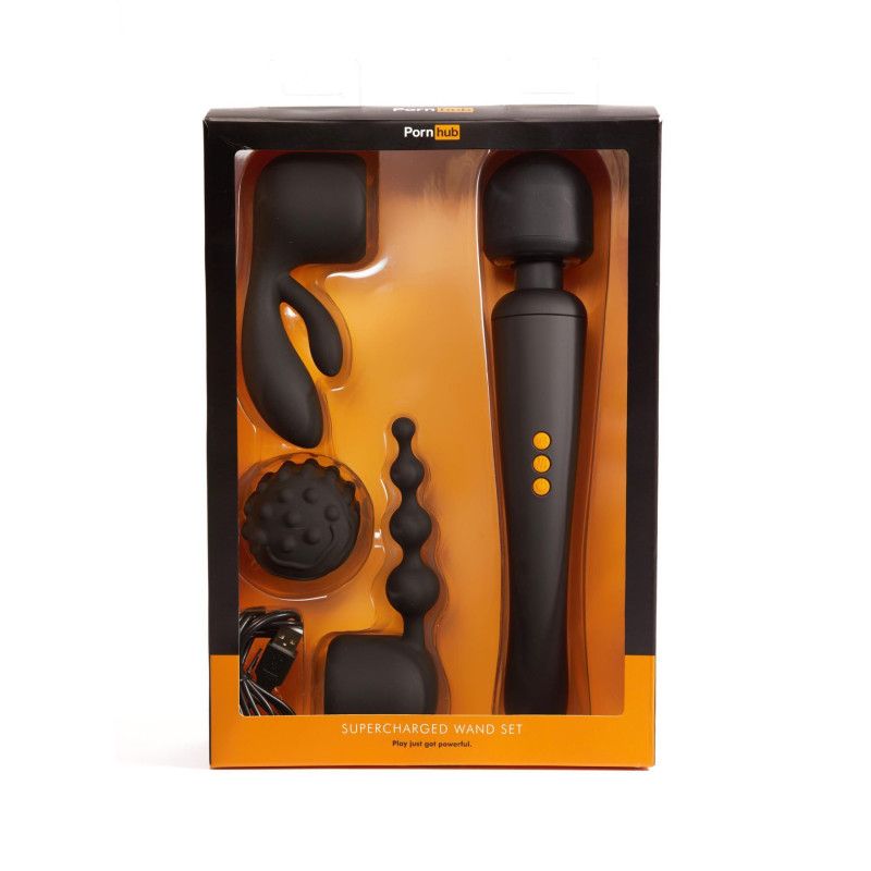 Вібромасажер з насадками Pornhub Supercharge Wand Set (незначні дефекти пакування)