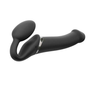 Безремневий страпон з вібрацією Strap-On-Me Vibrating Black L (пом'ята упаковка)