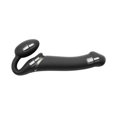 Безремневий страпон з вібрацією Strap-On-Me Vibrating Black L (пом'ята упаковка)