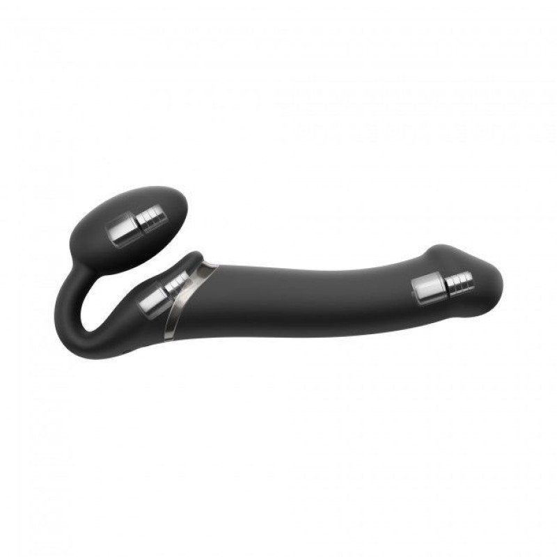 Безремневий страпон з вібрацією Strap-On-Me Vibrating Black L (пом'ята упаковка)