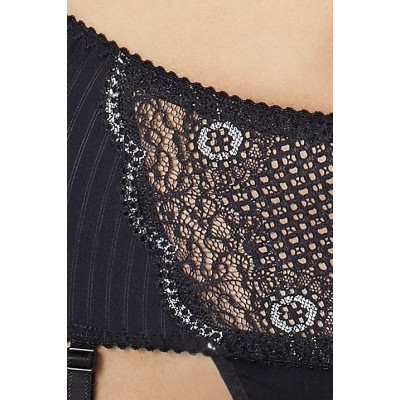 Комплект білизни EDITH SET black 6XL/7XL - Passion: ліф, широкий пасок для панчіх, стрінги