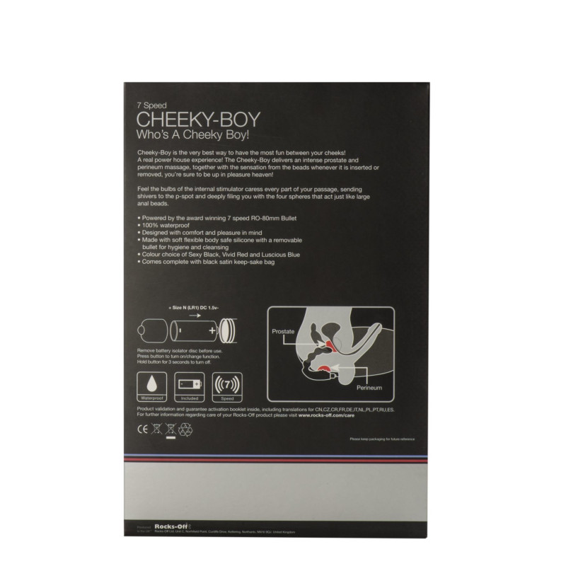 Вібромасажер простати Rocks Off Cheeky-Boy Red, масаж промежини, макс діаметр 3,5 см