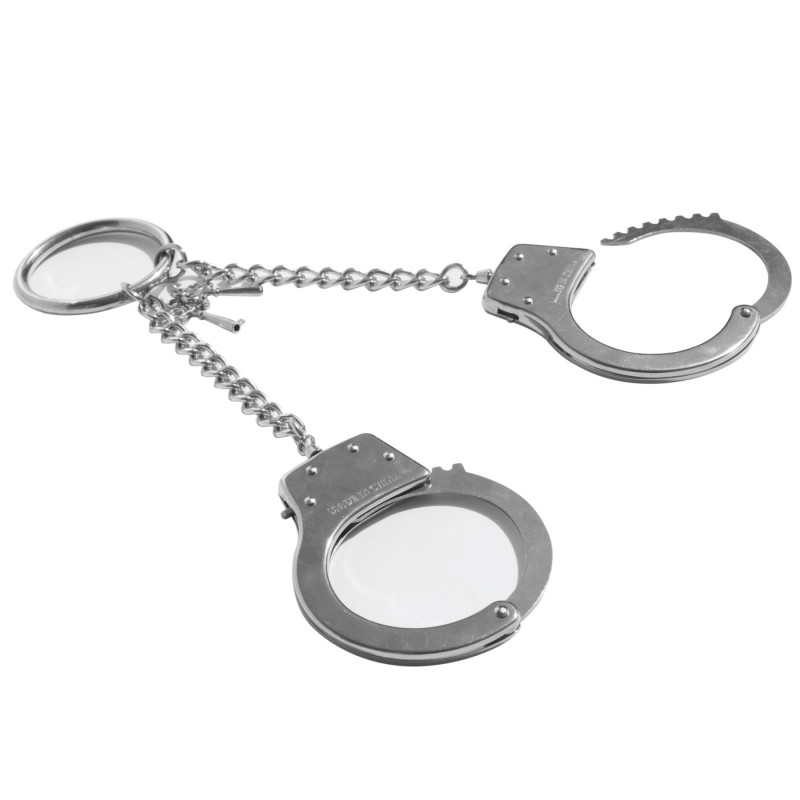 Наручники Sex and Mischief - Ring Metal Handcuffs на довгому ланцюжку з кільцем