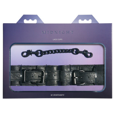 Наручники Sportsheets Midnight Lace Cuffs екошкіра, з ніжним малюнком