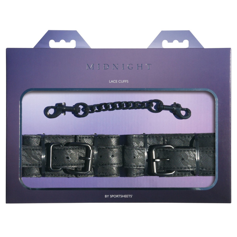 Наручники Sportsheets Midnight Lace Cuffs екошкіра, з ніжним малюнком