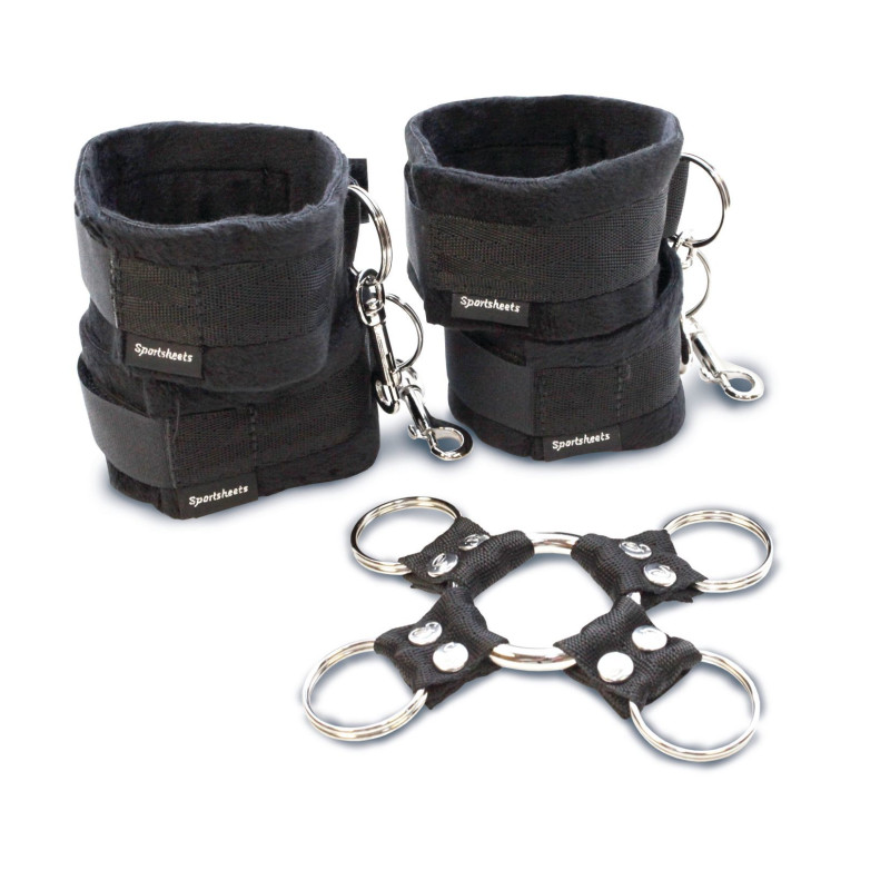 Набір для фіксації рук і ніг Sportsheets Hog Tie and Cuff Set (хрестовина, наручники і поножі)