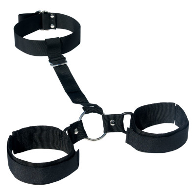 Нашийник з наручниками Sex and Mischief - Shadow Neck and Wrist Restraint, для рук і ніг, тканинний
