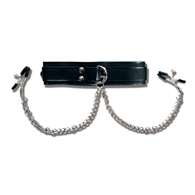 Нашийник з зажимами для сосків Sportsheets Collar with Nipple Clamps