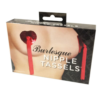 Пестіс - стікіні Burlesque Nipple Tassels, наклейки на соски, блискучі сердечка з пензликами