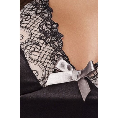 Сорочка бебі дол з чашечками BRASILIANA CHEMISE black XXL/XXXL - Passion Exclusive, трусики