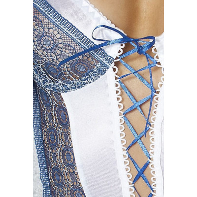 Сорочка приталена ELENI CHEMISE white 4XL/5XL - Passion, трусики, зі шнурівкою