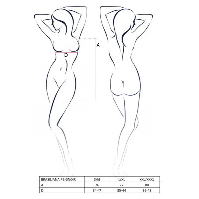 Прозорий пенюар BRASILIANA PEIGNOIR black L/XL - Passion Exclusive, трусики